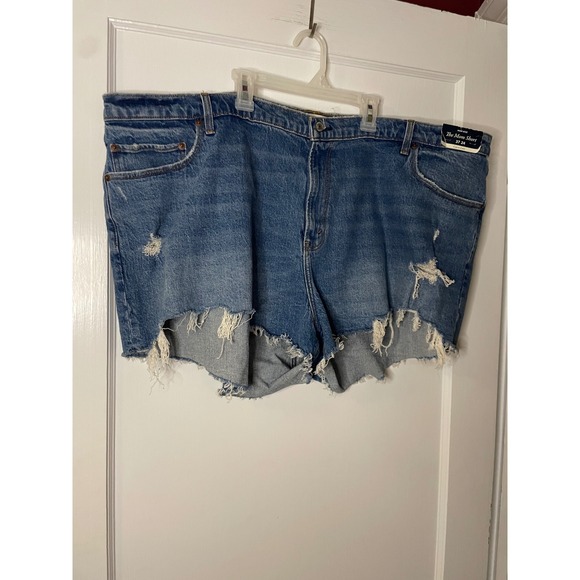 Abercrombie & Fitch Mom Denim Shorts Womens 37 Distressed Raw Hem - Picture 1 of 4